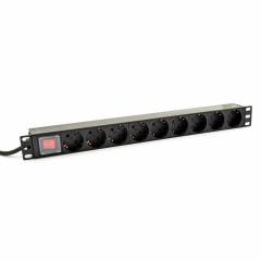 19" PDU paneeli 9-portti (EU), EU-pistoke