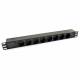 SHUCKO PDU 19" 1U 8-portti (EU) diodi PVC paneeli EU pistoke