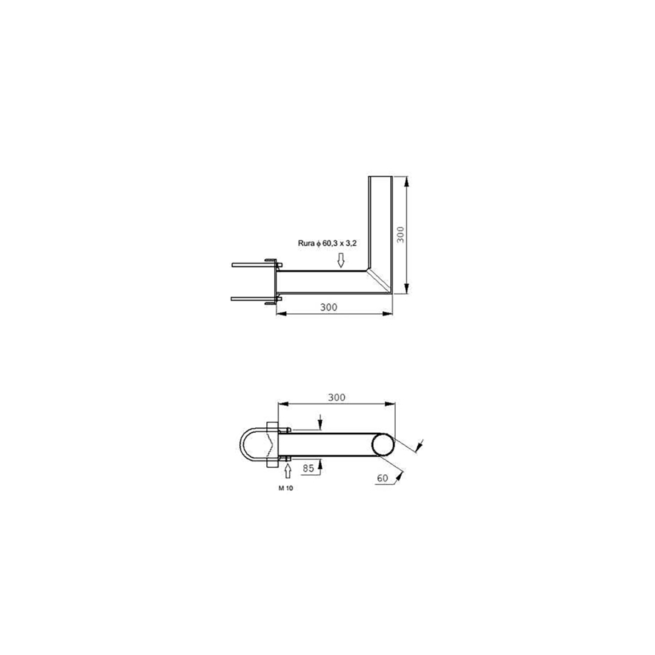 Metalliputki Kiinnike Ø60mm L300